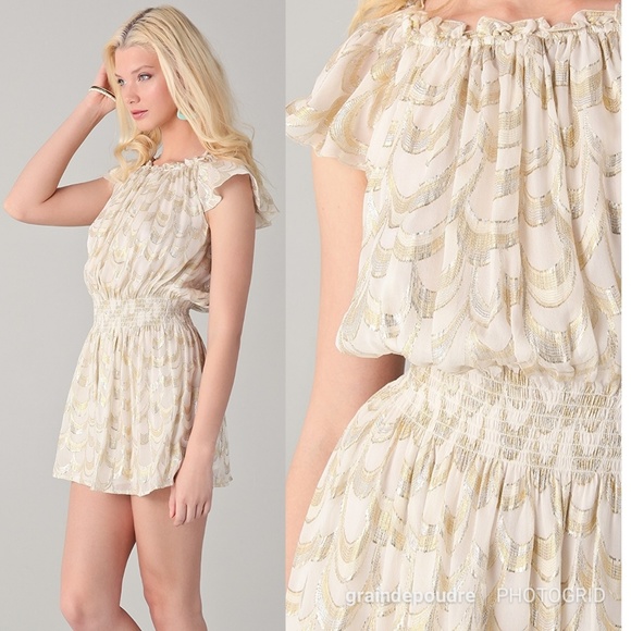 Rare! 🎉HP🎉Rachel Zoe Frankie Metallic Silk Peasant Dress 2